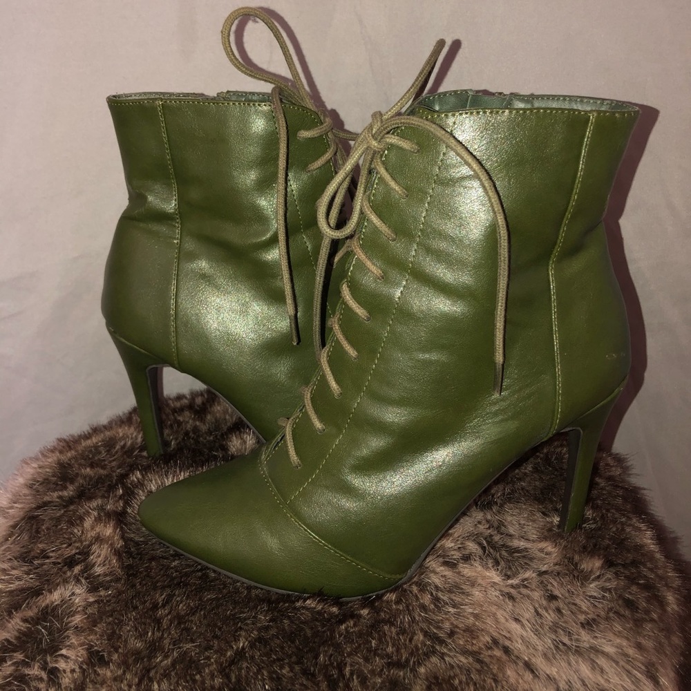 Leather laced booties